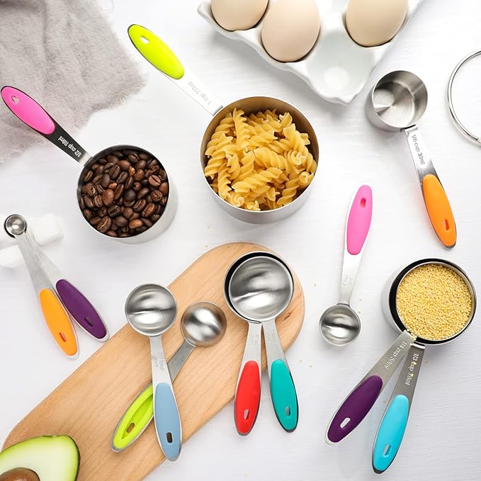 Measuring Cups and Spoons Set Stainless Steel Includes 5 Measuring Cups 8 Measuring Spoons for Dry or Liquid Ingredients (5+8)