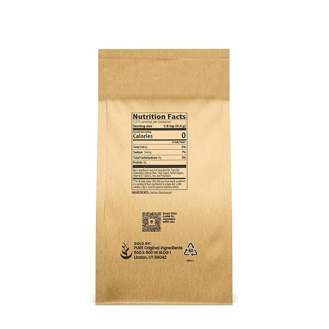 Pure Original Ingredients Baking Soda (2 lb) Sodium Bicarbonate (NaHCO3), Always Pure, No Fillers Or Additives. (Pack of 2)