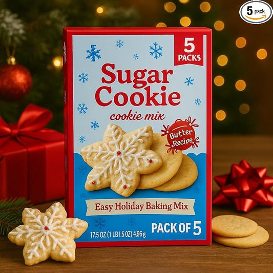 Sugar Cookie Mix, 17.5 oz (Pack of 5) – Easy Holiday Baking Mix for Soft Christmas Cookies, Thanksgiving Desserts & Family Treats