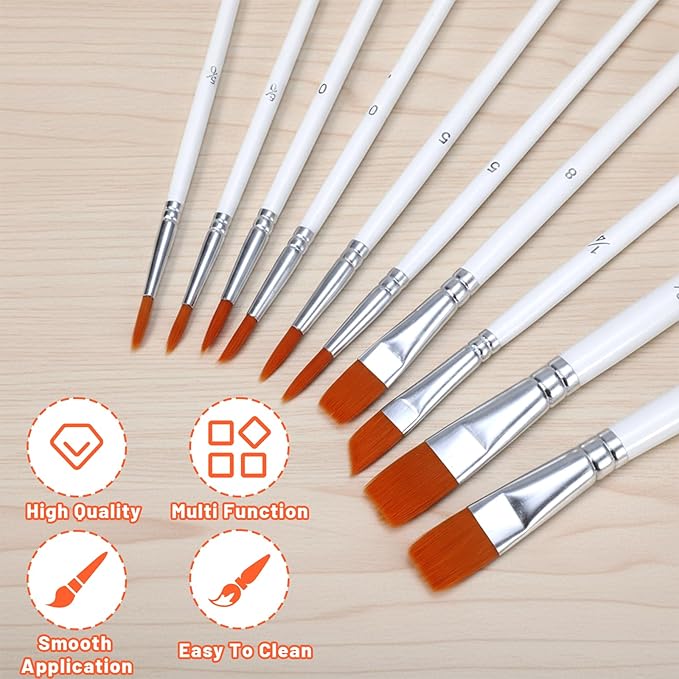 10Pcs Cake Painting Brushes Set, Soft Cake Decorating Brushes Food Safe Cake Paint Brushes for Dusting Edible Glitter, Edible Color Pastry, Cookie, and Cakes Decoration