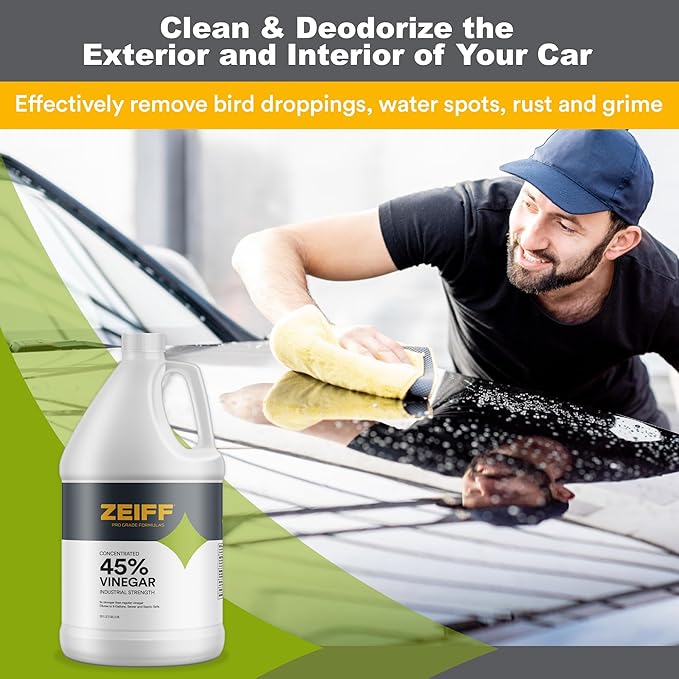 45% Pure Concentrated Vinegar - Technical Grade Acetic Acid Solution for Home and Outdoor Use - Cleaning Vinegar for Home & Laundry - 2 Gallon