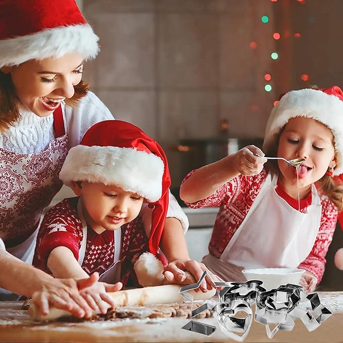 NewlineNY Cookie Molds Cutters Sets: Stainless Steel 13 Pieces Cookie Mold Biscuit Pastry Cutter Set, Man, Star, Heart, Snowman & a Cutter Blade