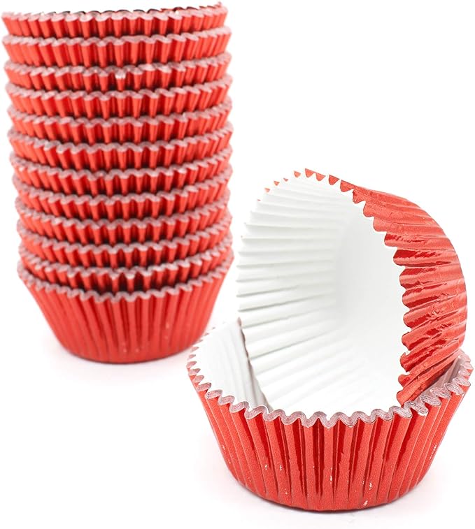Red Foil Cupcake Liners,GOLF Standard Size Red Foil Cupcake Liners Wrappers Metallic Baking Cups,Muffin Paper Cases, 500 Pack