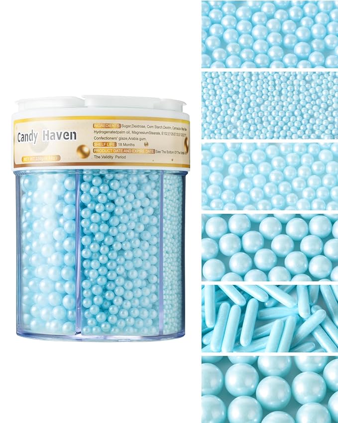 Easter Sprinkles for Baking Edible Sugar Confetti, Nonpareils & Sugar Pearls - Easter Cake Decorations, Cookies, Cupcakes, Dessert Toppings (Spring Pastel Colors) Blue