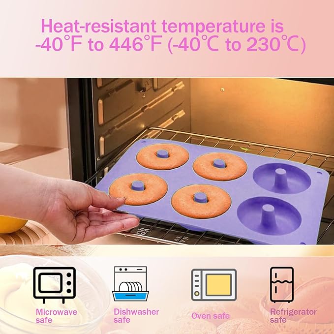 3pcs Silicone Donut Molds for Baking Round/Heart/Pumpkin Shaped Donut Pans 6 Cavity Nonstick Mini doughnut Pan BPA Free Heat Resistant Donut Baking Pan Bagels