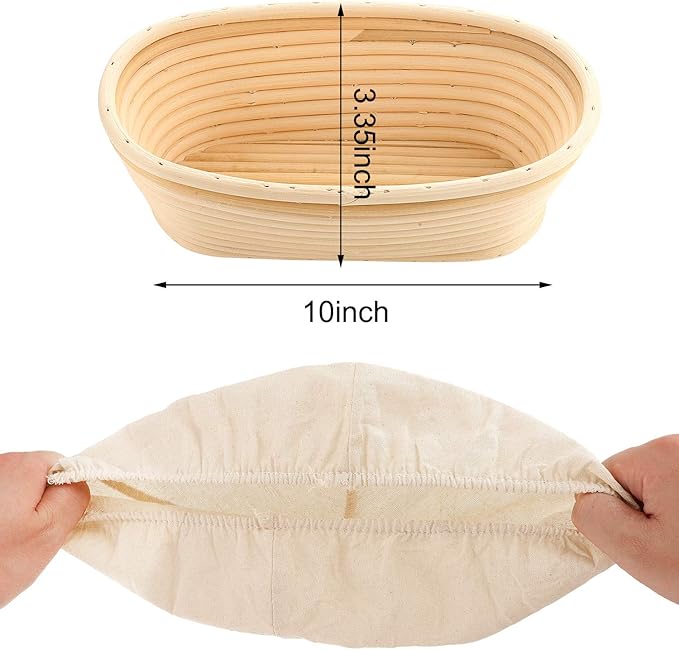 Boao 6 Pieces Bread Banneton Proofing Basket Liner Cloth Cover Natural Rattan Baking Dough Banneton Proofing Sourdough Basket Cloth Liner Bread Baking Supplies(Oval, 10 Inch)
