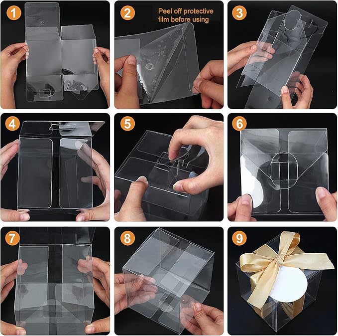 COTOPHER 60 Pcs Clear Boxes for Favors, 3x3x3 Inches Clear Gift Boxes PET Material Party Favor Boxes Plastic Small Gift Boxes with Lids, Candy Boxes for Wedding Favors Baby Shower