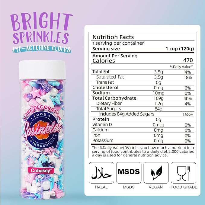 Mermaid Sprinkles for Cake Decorating – Edible Pearl & Star Sugar with Jimmies (Blue, Pink, Purple) – Ocean & Unicorn Theme Sprinkles Mix for Cupcakes, Cookies, Donuts – Birthday Party Baking Supplies