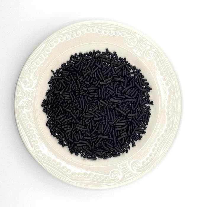 Black Sprinkles for Baking Cakes, Cupcakes, Cookie Decorations, Ice Cream and Donut Toppings Edible Decorating Baking Supplies - 4 oz package (Black)