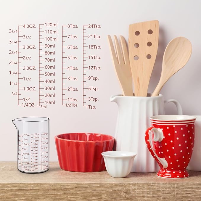 Measuring Cup 120ml (4OZ), Made of High Borosilicate Glass, V-Shaped Spout 4 oz Measuring Cup, Glass Liquid Measuring Beaker