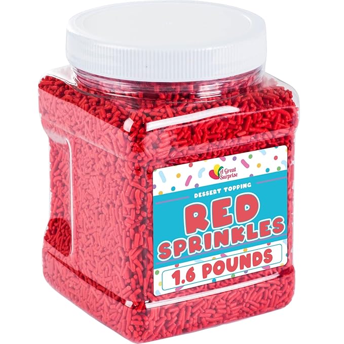 Red Christmas Sprinkles - 1.6 Pounds - Bulk Jimmies - Edible Decorations for Cake Decorating - Dessert Toppings for Ice Cream, Cupcakes, Cookies, Cake Pops