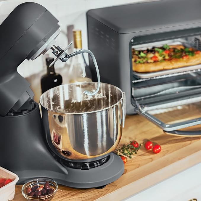 Beautiful 5.3 QT Stand Mixer w/Tilt-Head Design, Stainless Bowl, 300-Watt Power, 12-Speed Control, Includes Beater, Dough Hook, Whisk, Splash Shield (Oyster Gray)