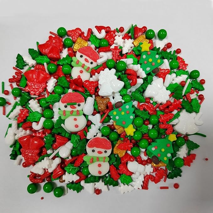 Homankit Christmas Sprinkles for Cake Decorating Edible Snowman Christmas Tree Sprinkle Mix Cake Cupcake Toppers Cookie Dessert Decorations 3.53 Ounces