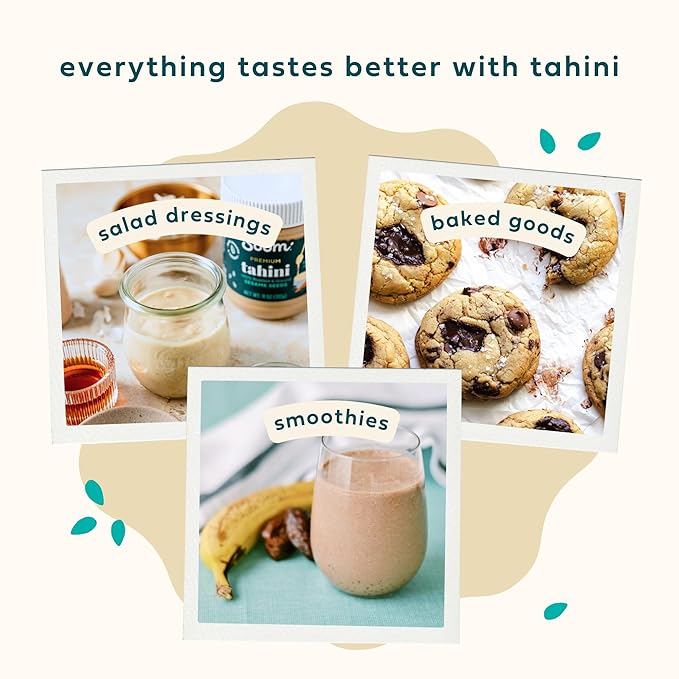 Soom Foods Ground Premium Sesame Tahini Paste 16oz (1 Pack) | Silky Smooth Texture in Hummus, Dips, Dressings | Vegan, Nut-Free, Gluten-Free, Kosher, Keto, Paleo, Whole30