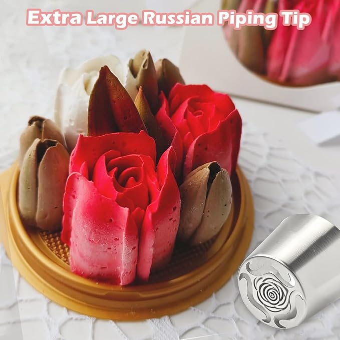 Hendiy Russian Piping Tips, Large Icing Piping Tips Stainless Steel Flower Frosting Nozzles for Decorating, Russian Icing Tip for Cake Decorating 1PCS, LBN056
