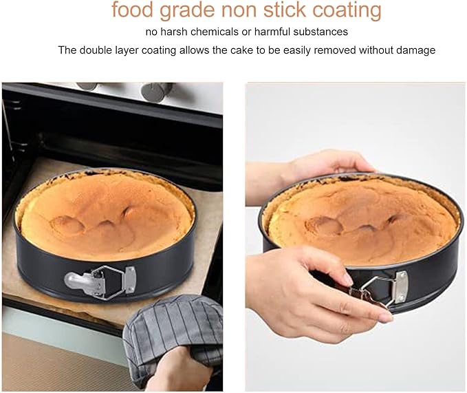 3Pcs Cake Pan Set,Cake Pan Set of 3 - Nonstick Leakproof Round Cheesecake Pan with Removable Bottom,Prevent Sticking Round Springform Pan with Removable Bottom Baking Tool(20/22/24)