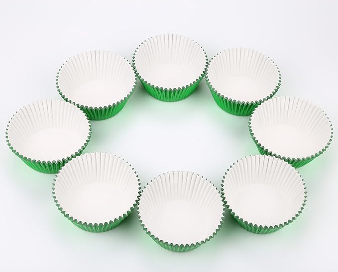 Gifbera Green Foil Standard Cupcake Liners Muffin Cups for Baking Holiday Party, 200-Count