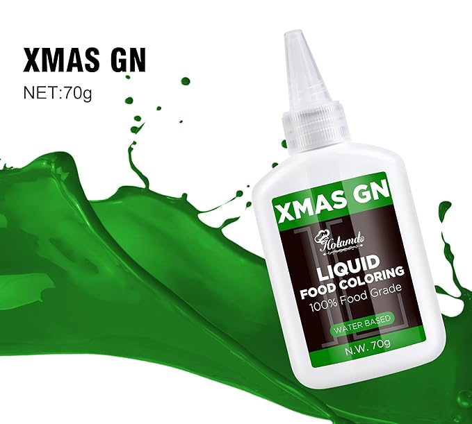 Food Coloring Liquid Xmas Green, 70g x 3 Food Grade Vibrant Food Dye, Concentrated Liquid Food Coloring Kit Set for Baking, Cake Decorating, Fondant, Easter Egg, Icing and DIY Supplies Kit, Tasteless