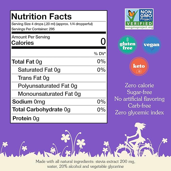 NuNaturals Clear Extract Stevia, Plant-Based Sweetener, Unflavored, Glass Bottle, 2oz