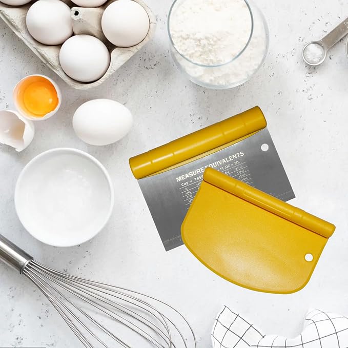 6-inch Premium Pizza Cutter Food Stainless Steel Mirror Polished with Measuring, dough scraper for frozen pizza, vegetables, includes dough cutter, hangable, Dishwasher Safe(Yellow)