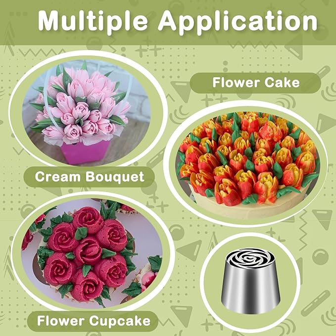 FANTEXY Extra Large Russian Piping Tip, Cake Decorating Kit, Frosting Piping Kit For Cake, Flower Cake Decoration, Russian Tips For Cake Decorating, SL42