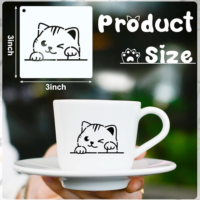 Marspark 66 Pcs Small Stencils for Crafts Reusable 3 Inch Stencils for Painting on Wood DIY Craft Paint Template for Wall Home Decor Card Rock Canvas Drawing Holiday Ornament (Cat and Dog)