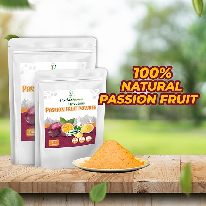 DARLAC FARMS Freeze Dried Passion Fruit Powder 8Oz, Natural ingredients, Nutrient-rich, Vegan, No Add Sugar, Preservative-free, Convenient zip-lock Pouch, Perfect for Drinks, Smoothies, Baking