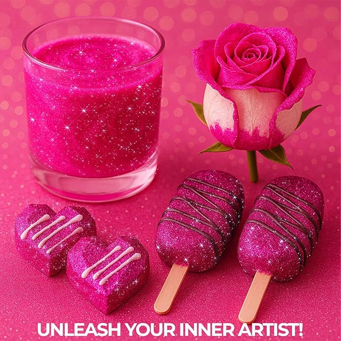 Bulk (20g) Pink Edible Glitter for Drinks | Premium Pink Edible Glitter for Cakes Drink - Shimmer Glitters Cake Decorations for Strawberries Cocktail Shimmering