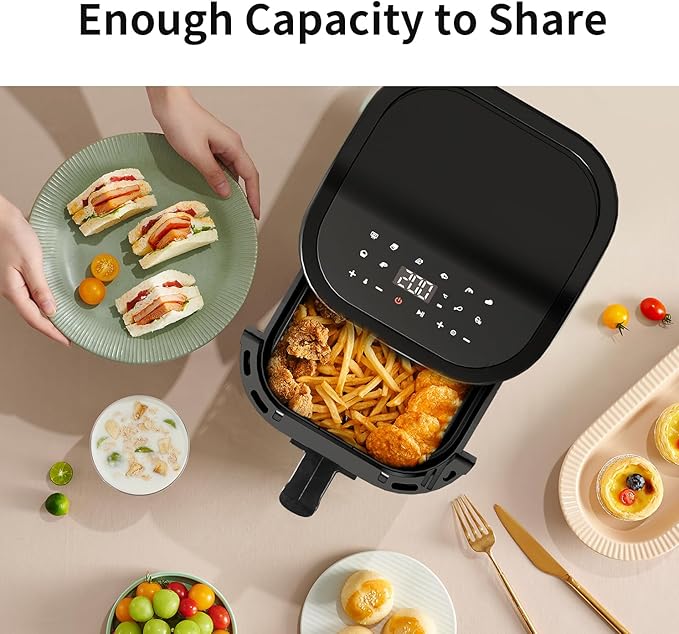 TOKIT Kitchen Air Fryer Countertop 10-in-1 with 4.8 QT Capacity Airfryer 95% Less Oil, 100+ Recipes, 1500W Max 400℉,Roast, Reheat, Dehydrate, Bake, Broil & More, Nonstick Basket Dishwasher-Safe, Gift