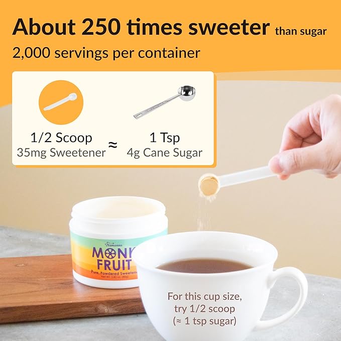 NAMANNA Pure Monk Fruit Sweetener- Zero Calorie, Zero Carb, Paleo Safe (50% Mogroside V, 70g, 1,400 Servings)