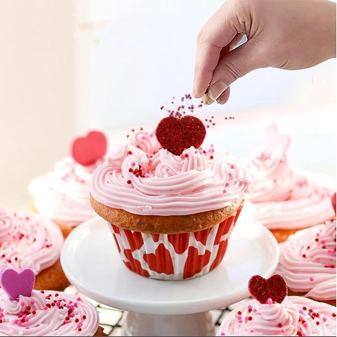 Sentovac Valentine Nonpareils Sprinkles Edible 2mm Mini Peals Red Pink White Sprinkle for Cake Decorating Sugar Candy Cookie Cupcake Topper Baking Decorations Valentine Wedding Supplies