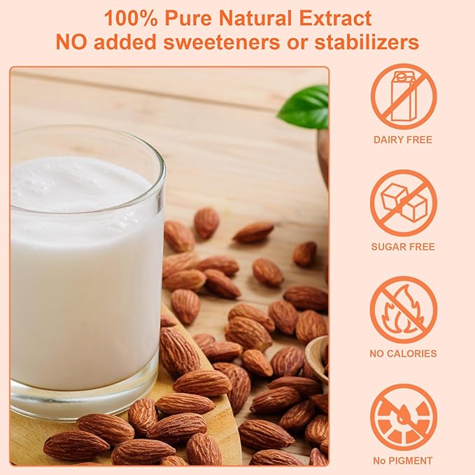 Almond Food Flavoring Oil - 3.5 Fl Oz Bottles Almond Flavor Concentrate for Food & Cosmetics - Almond Flavoring Oil for Baking, Cakes, Pastries, Beverages, Cooking, Candy, Ice Cream, Candy