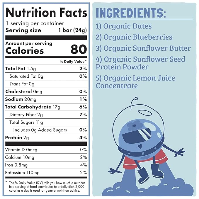 Skout Organic Blueberry Blast Real Kids Snack Bars (18 Pack) | Organic Kids Snack Bars | Plant-Based Nutrition, No Refined Sugar | Vegan | Gluten, Dairy, Grain, Peanut, Tree Nut & Soy Free