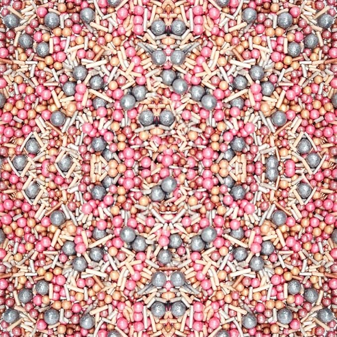 Confect Fusion Sprinkle Mix – Pink & Silver Sprinkles with Metallic Sugar Pearls – Edible Cake Decorations for Cupcakes, Cookies & Desserts – Baking Toppings | Vegan, Gluten-Free, Soy-Free, Dairy-Free, Palm Oil-Free – 4.2 Oz