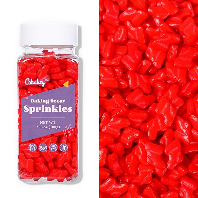 Christmas Red Socks Sprinkles for Cake Decorating, Red Sprinkles Perfect for Cupcake Toppers Wedding Party Valentines Halloween Christmas Supplies 3.52 Ounce