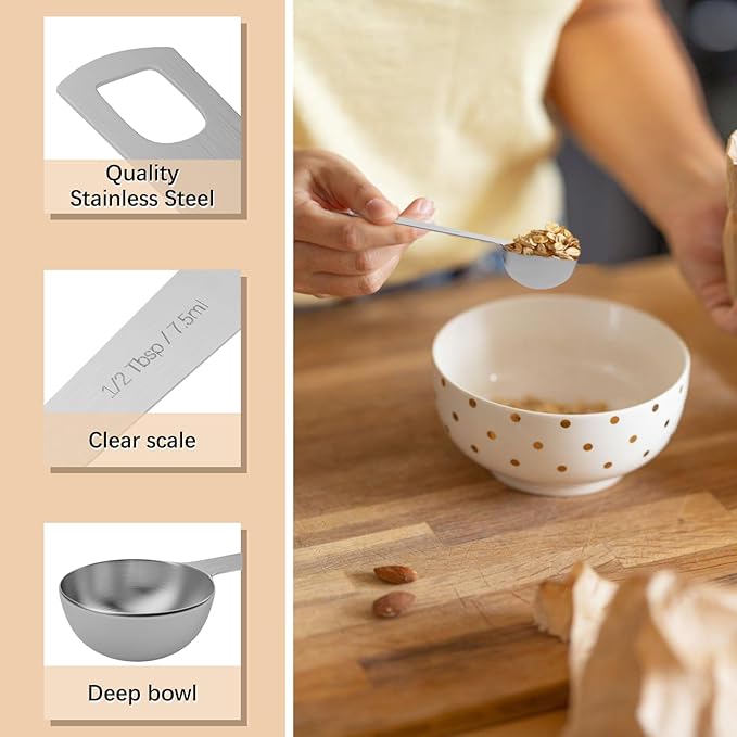 1PCS 1/2tbsp (1.5tsp, 7.5ml, 1/4oz) Single Measuring Spoon, Stainless Steel Individual Teaspoons Only