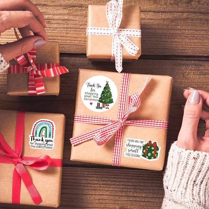 240 Cute Thank You for Shopping Small Envelopes Stickers - Christmas Theme Business Stickers