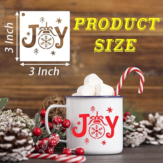 80 Pcs 3 x 3 Inch Christmas Stencils for Painting on Wood, Reusable Merry Christmas Ornament Snowflakes Holiday Stencils DIY Craft Template Set for Wall Rock Home Decor