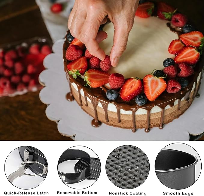 Springform Pan Set - Nonstick Cheesecake Pan with Removable Bottom, Leakproof Protector, 10 Parchment Paper Liners (9INCH SQUARE)
