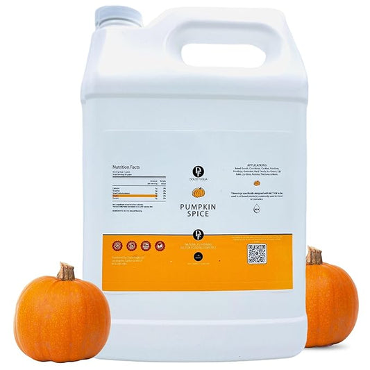 Dolce Flav Natural Pumpkin Spice Extract – 1 Gallon Oil-Soluble Kosher, Sugar-Free, Concentrated Warm Pumpkin Spice Flavoring for Baking, Smoothies & Desserts