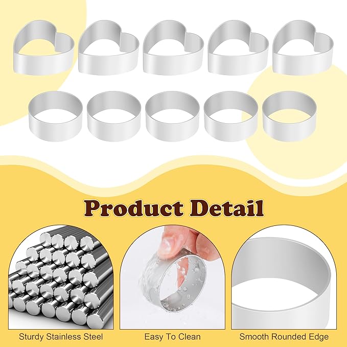 12 Pack Stainless Steel Cake Pop Mold Set with Pusher Circle and Heart Shapes Press Cake Pop Cutter Set with 100pcs Lollipop Sticks | Reusable Baking Tools for Home, Party, Birthday Desserts