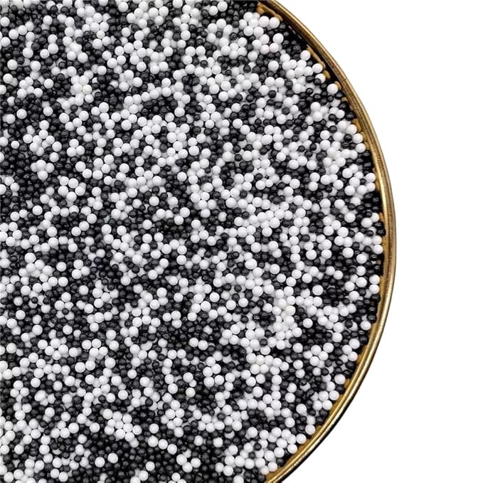 Sprinkles 130g/4.6oz, Black White Edible Pearl Sprinkles for Cake Decorations, Baking, Ice Cream, Cookies, Cupcake Topper Edible Pearls Sprinkles - 2mm Matte White Sugar Pearls for Cake Decorating (2mm white black)