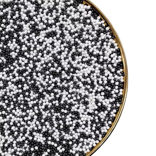 Sprinkles 130g/4.6oz, Black White Edible Pearl Sprinkles for Cake Decorations, Baking, Ice Cream, Cookies, Cupcake Topper Edible Pearls Sprinkles - 2mm Matte White Sugar Pearls for Cake Decorating (2mm white black)