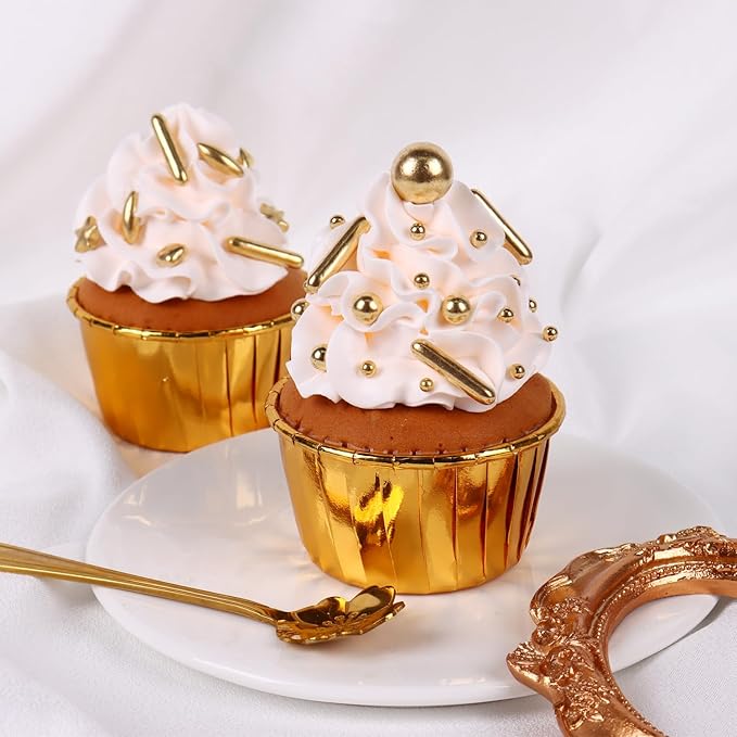 Gold Sprinkles for Cake Decorating, Gold Pearl Sugar Cupcake, Cookies, Ice Cream Toppings, 3.5 Ounces Cake Decorationss Baking, Perfect for Wedding, New Year’S Eve, Christmas Party