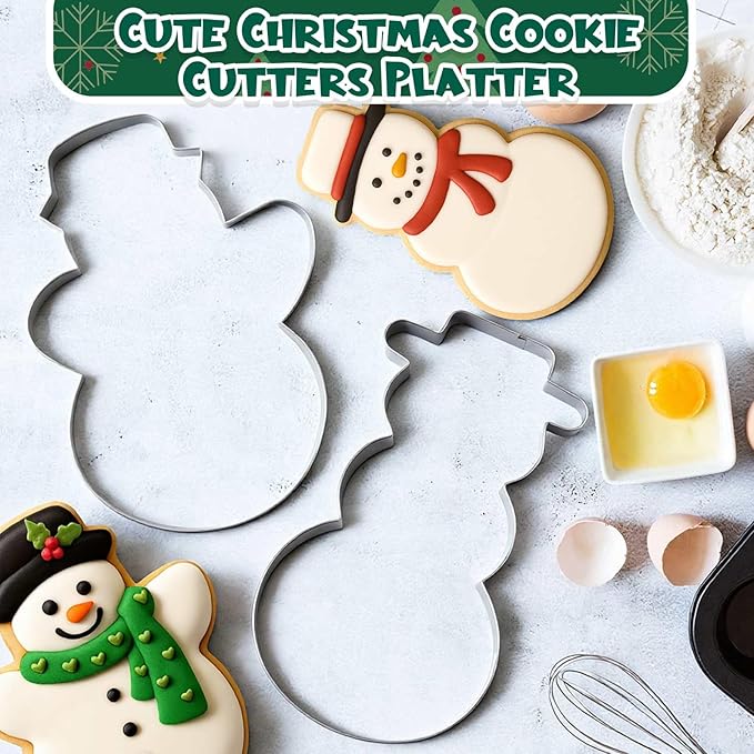 2 Pcs Large Cookie Cutters 8" Extra Large Snowman Stainless Steel Giant Cookie Cutter for Holiday Baking