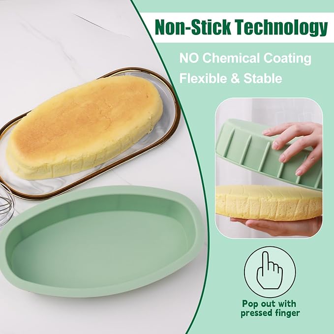 QELEG Silicone Oval Banana Bread Pan (2 Pack) - Non-Stick Silicone Cake Bread and Meat Bakeware for Oven, Pot Baking in Home, Kitchen & Bakery Use QLG0111-9x4.6x2.2 inch