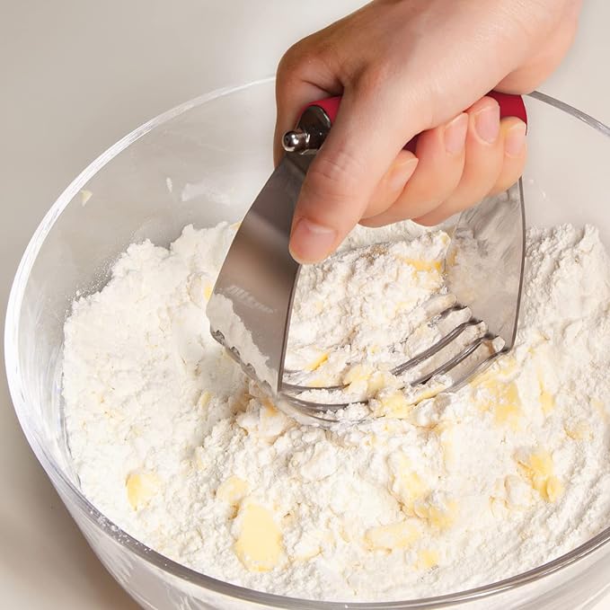 ALLTOP Pastry Blender Cutter,Stainless Steel Dough Masher for Butter, Biscuit,Baking, Kneading,Dough, Flakier and Fluffier Pie Crusts, Almond - Hand Kitchen Tool(1 Pack, Red)