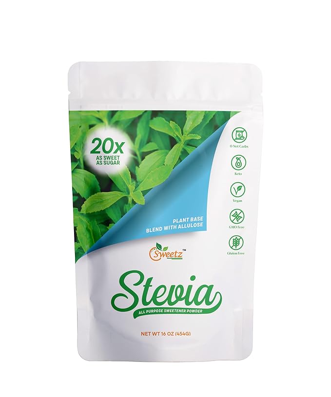 Allulose – Stevia Blend All Purpose Sweetener – 20X Sugar Sweetness; Total Servings 2270; Zero Calorie Sweetener, Sugar-Free Substitute for Baking, Smoothies, Coffee; Low Carb Keto Diet Friendly Food | 1-LB