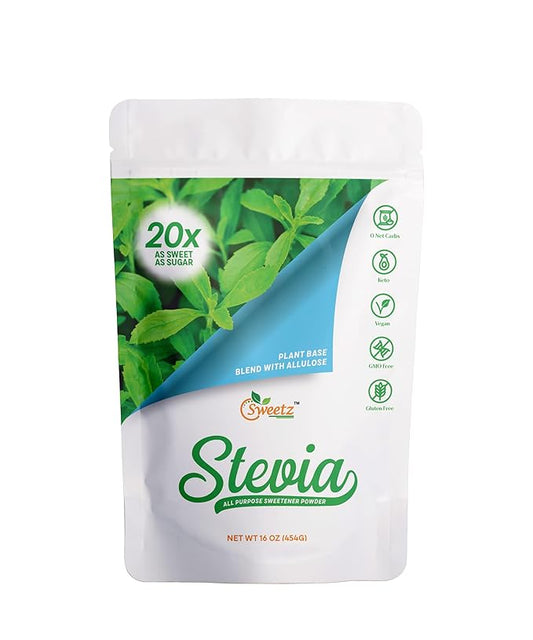 Allulose – Stevia Blend All Purpose Sweetener – 20X Sugar Sweetness; Total Servings 2270; Zero Calorie Sweetener, Sugar-Free Substitute for Baking, Smoothies, Coffee; Low Carb Keto Diet Friendly Food | 1-LB