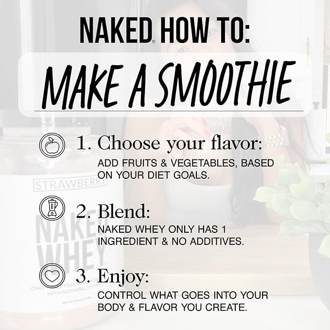 NAKED Whey 1Lb - Only 1 Ingredient, Grass Fed Whey Protein Powder, Undenatured, No Gmos, No Soy, Gluten Free, Stimulate Growth, Enhance Recovery - 15 Servings